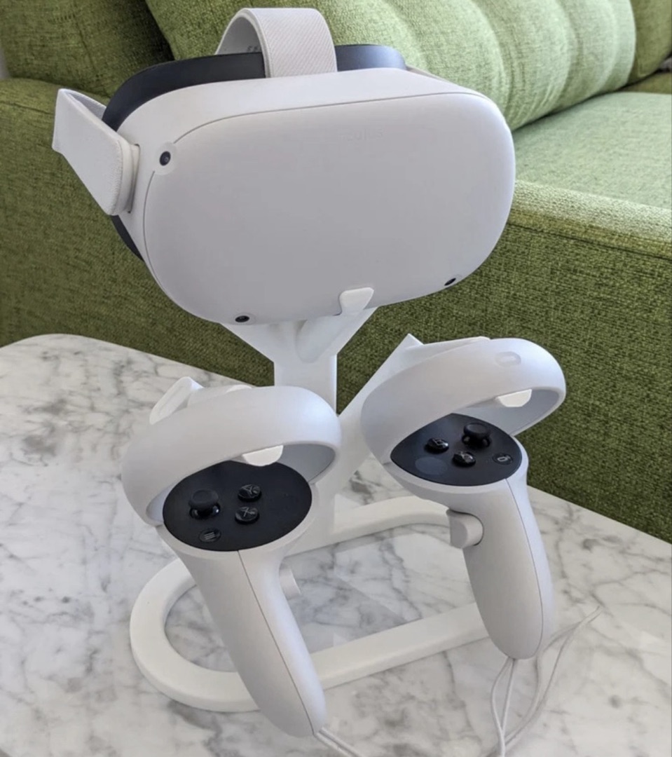 VR headset and controller stand render